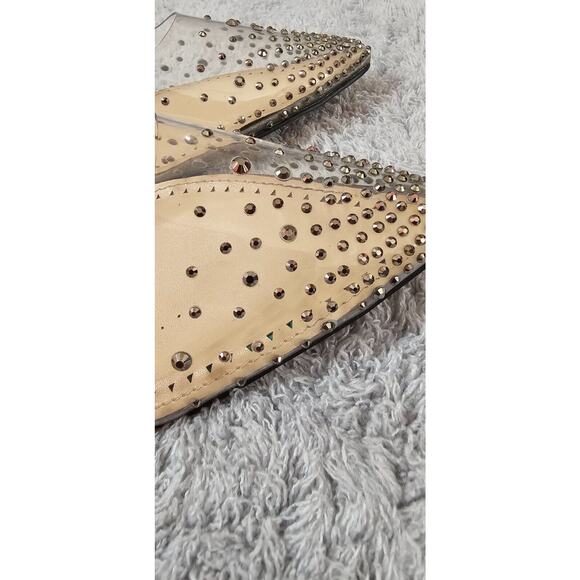 Adrienne Vitadini Clear Vinyl Rhinestone Heels Wedding Cocktail Party‎ Sz 11 M - Picture 3 of 8